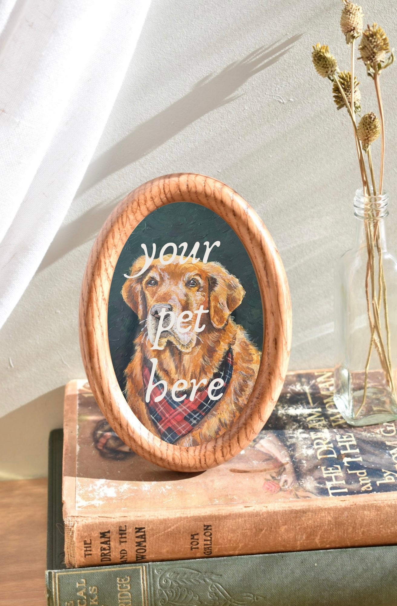 small oval wooden frame - custom pet portrait (2)