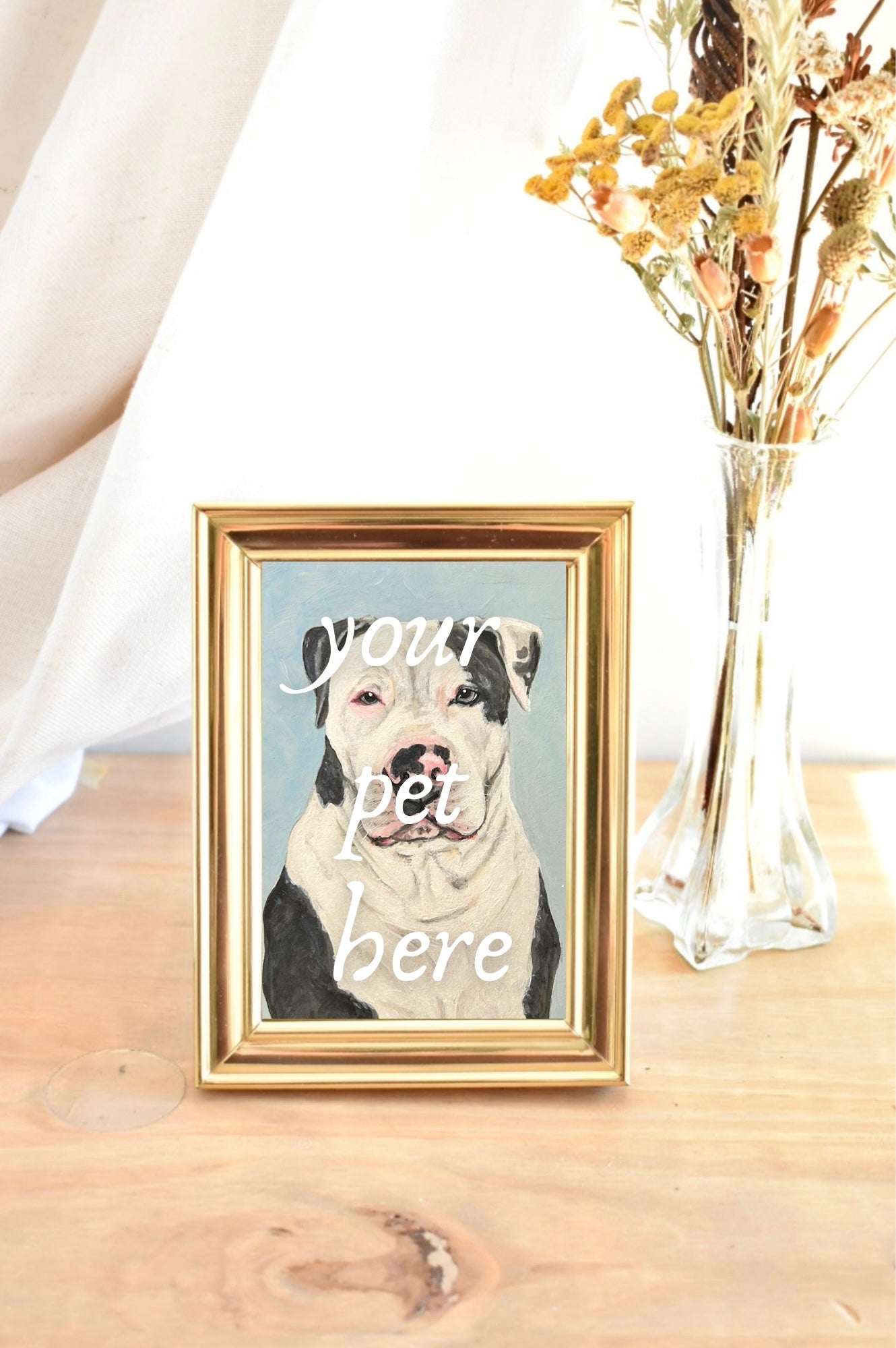 small solid brass frame - custom pet portraito