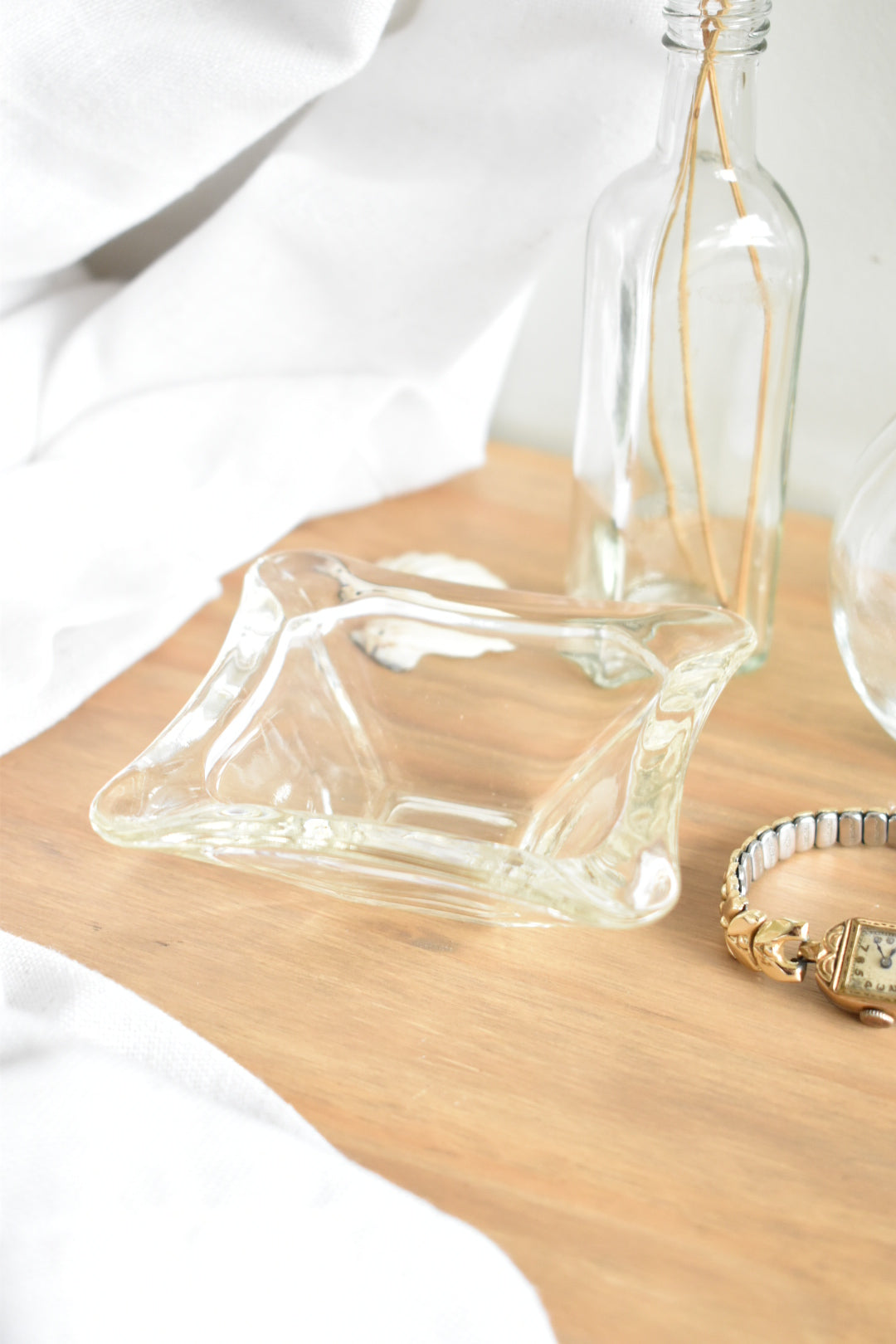 mini square glass ashtray