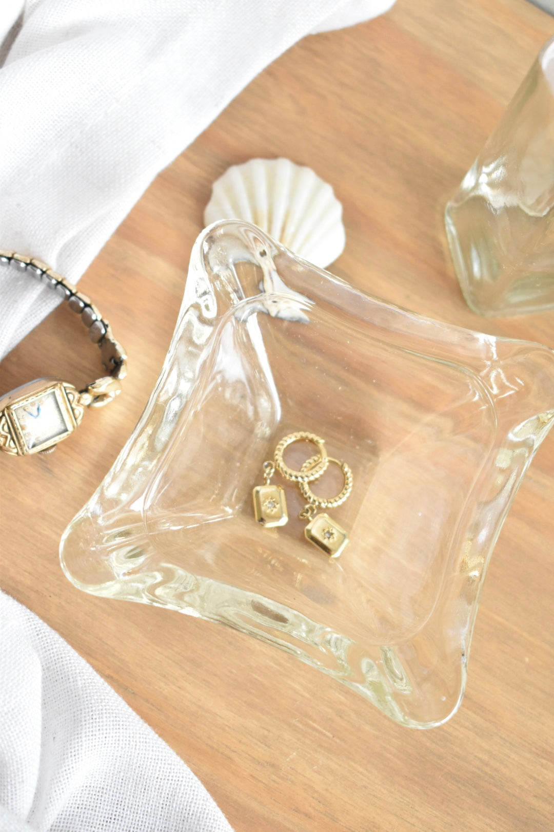 mini square glass ashtray