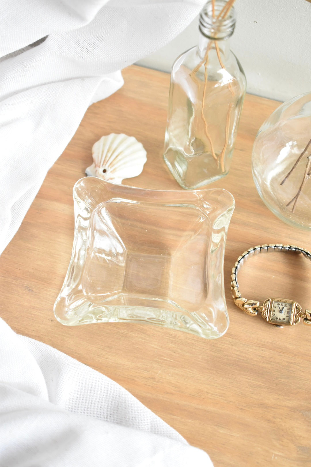 mini square glass ashtray