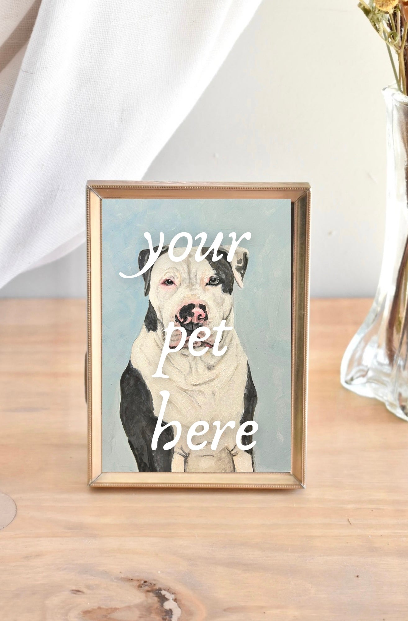 small brass frame - custom pet portrait