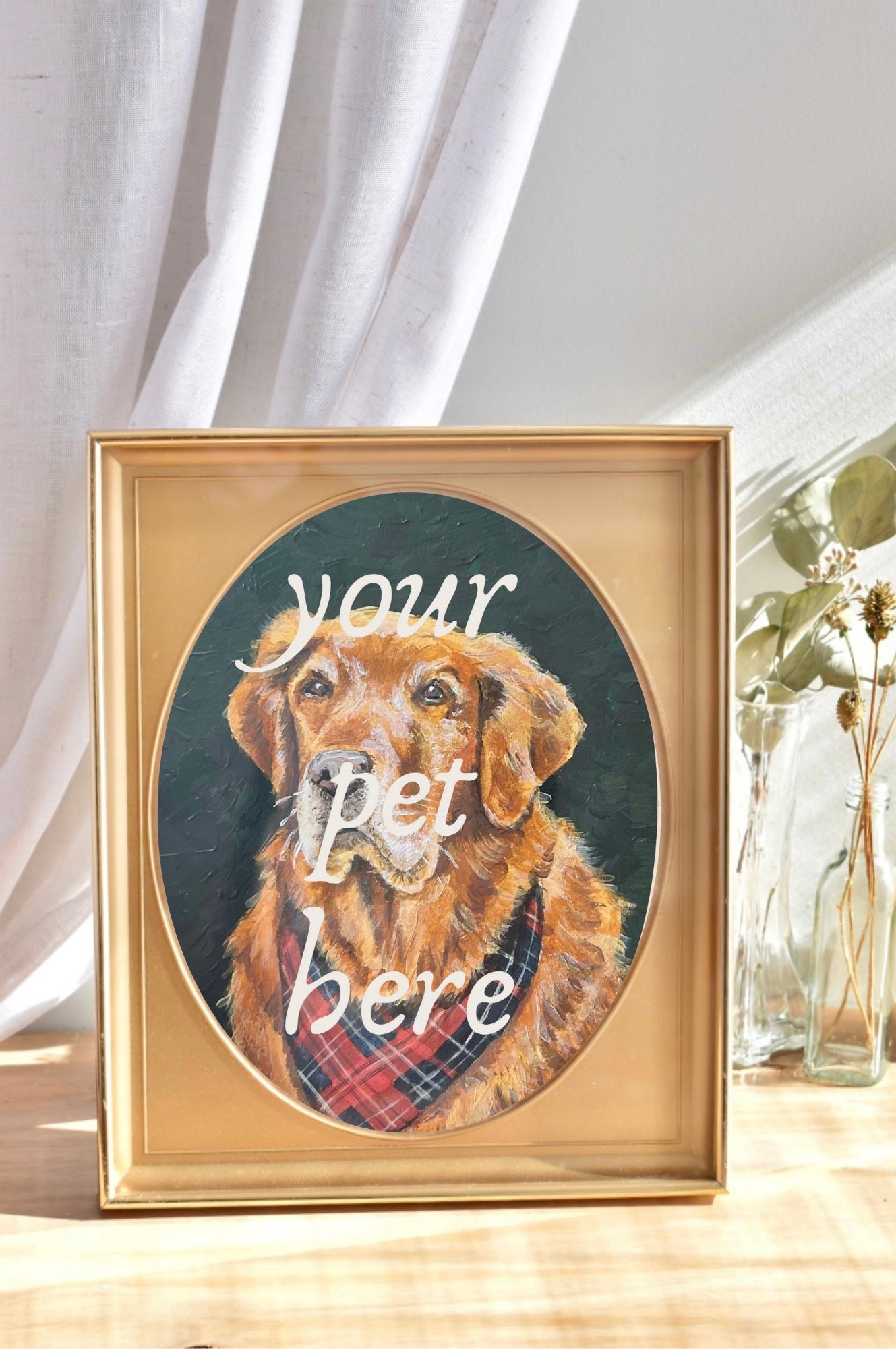 extra large oval mat shadow box frame (1) - custom pet portrait