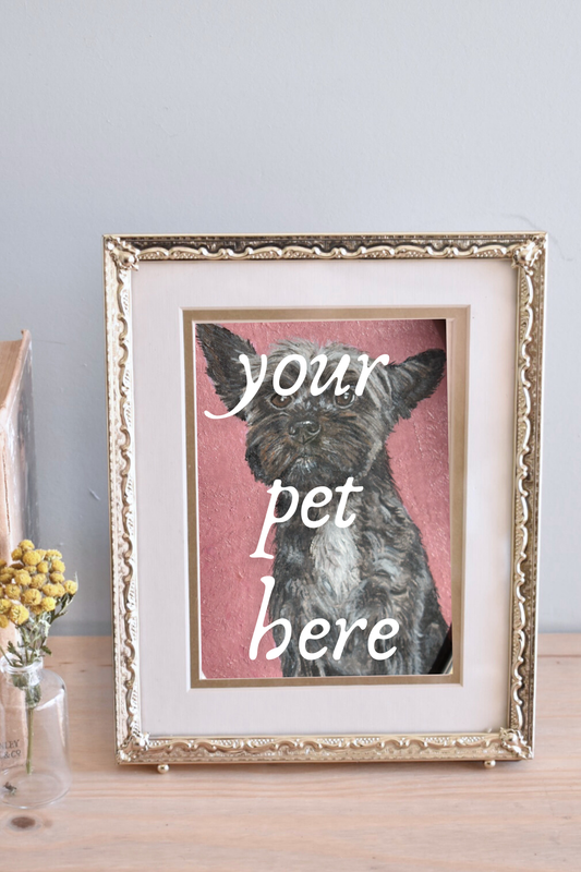 large ornate brass frame - custom pet portrait