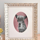large ornate oval mat brass frame - custom pet portrait