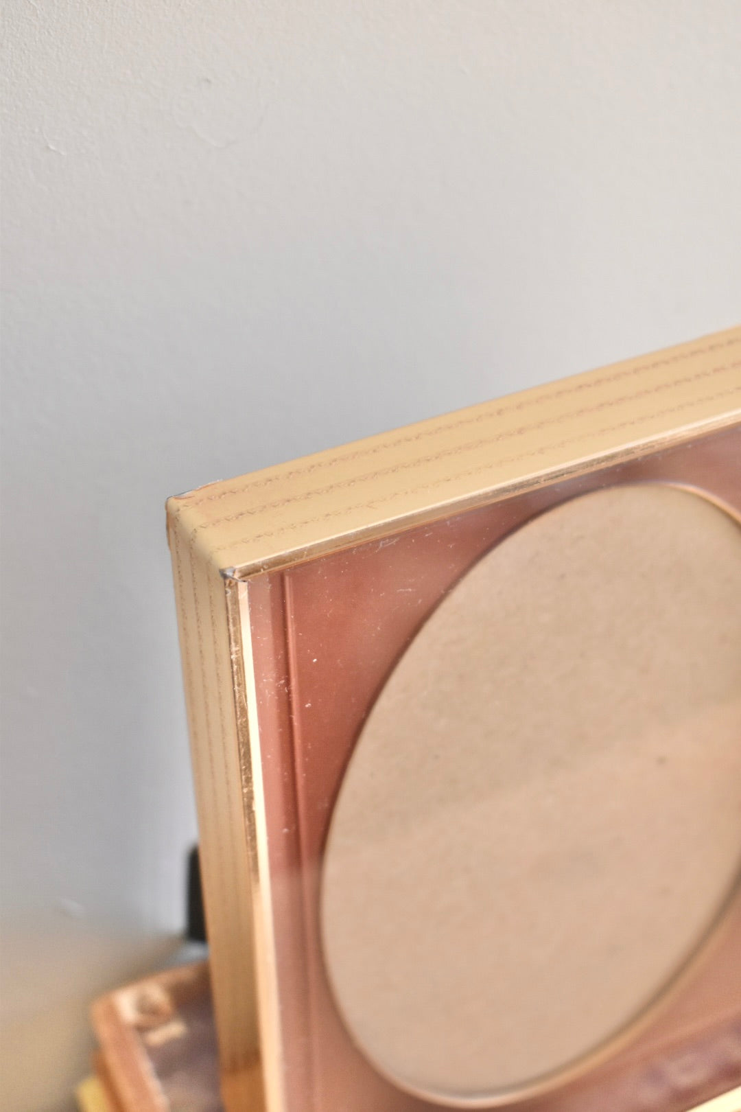 medium-large oval mat shadow box brass frame - custom pet portrait