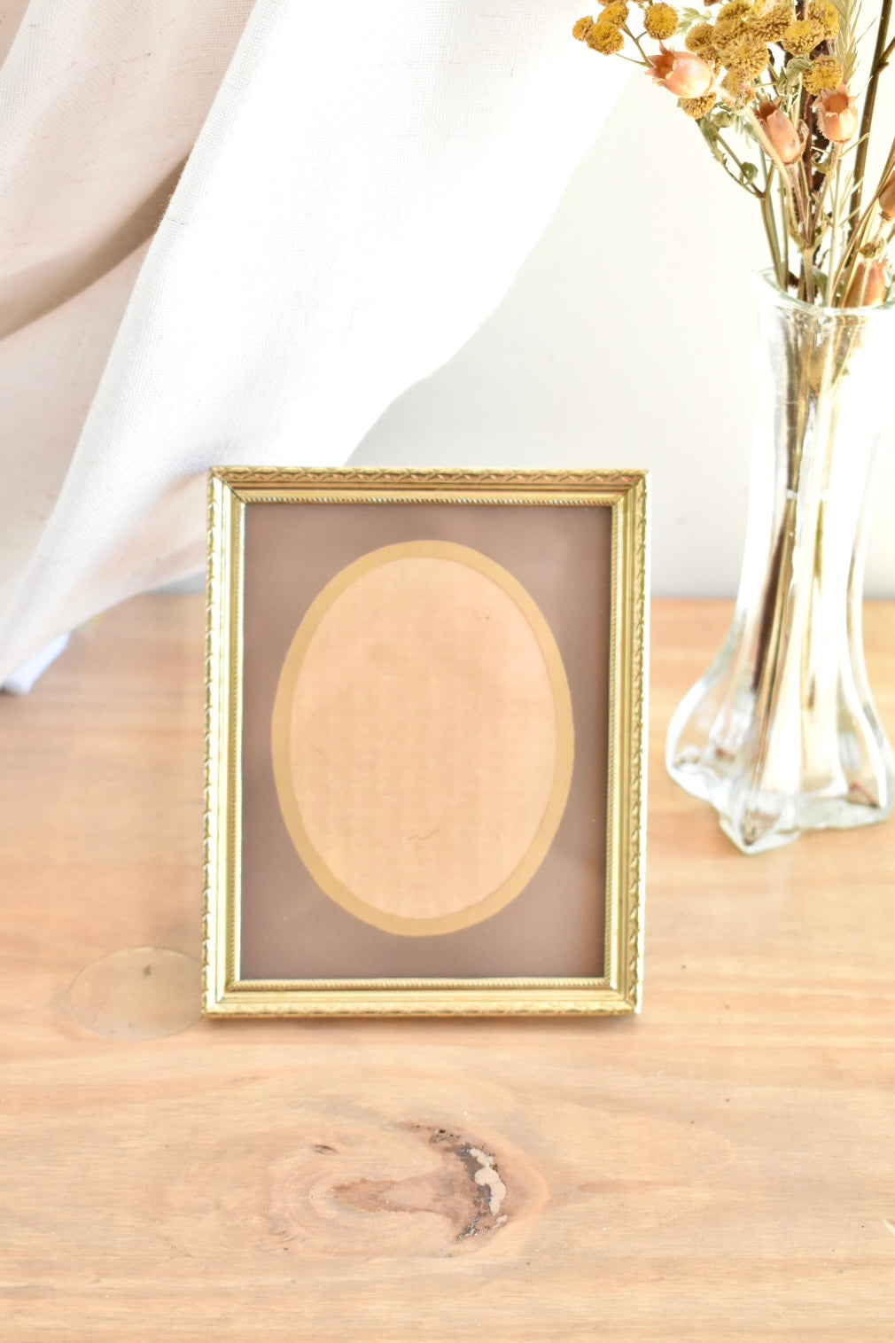 small oval brown & gold mat frame - custom pet portrait