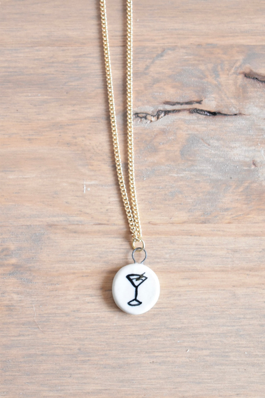 ceramic martini charm necklace