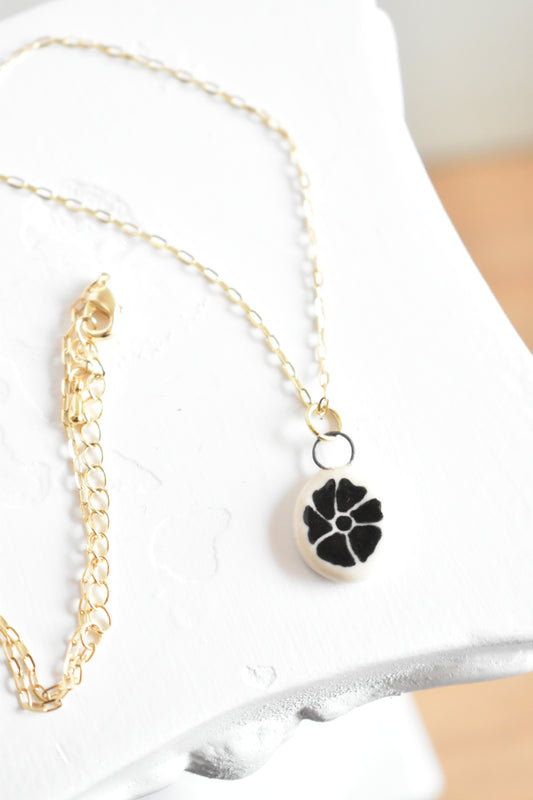 ceramic flower charm necklace