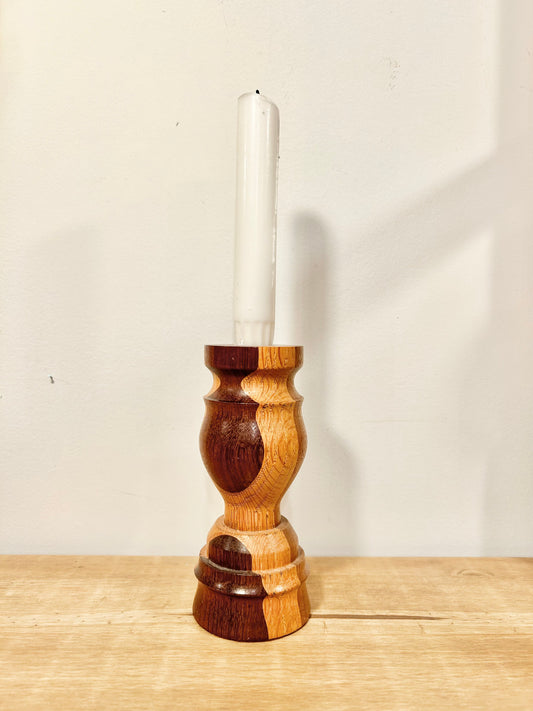 two tone wooden candle holder (single)