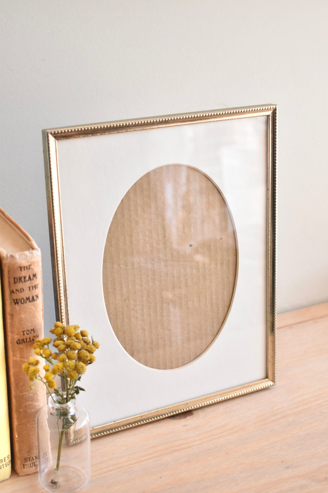 large oval mat brass frame - custom pet portrait