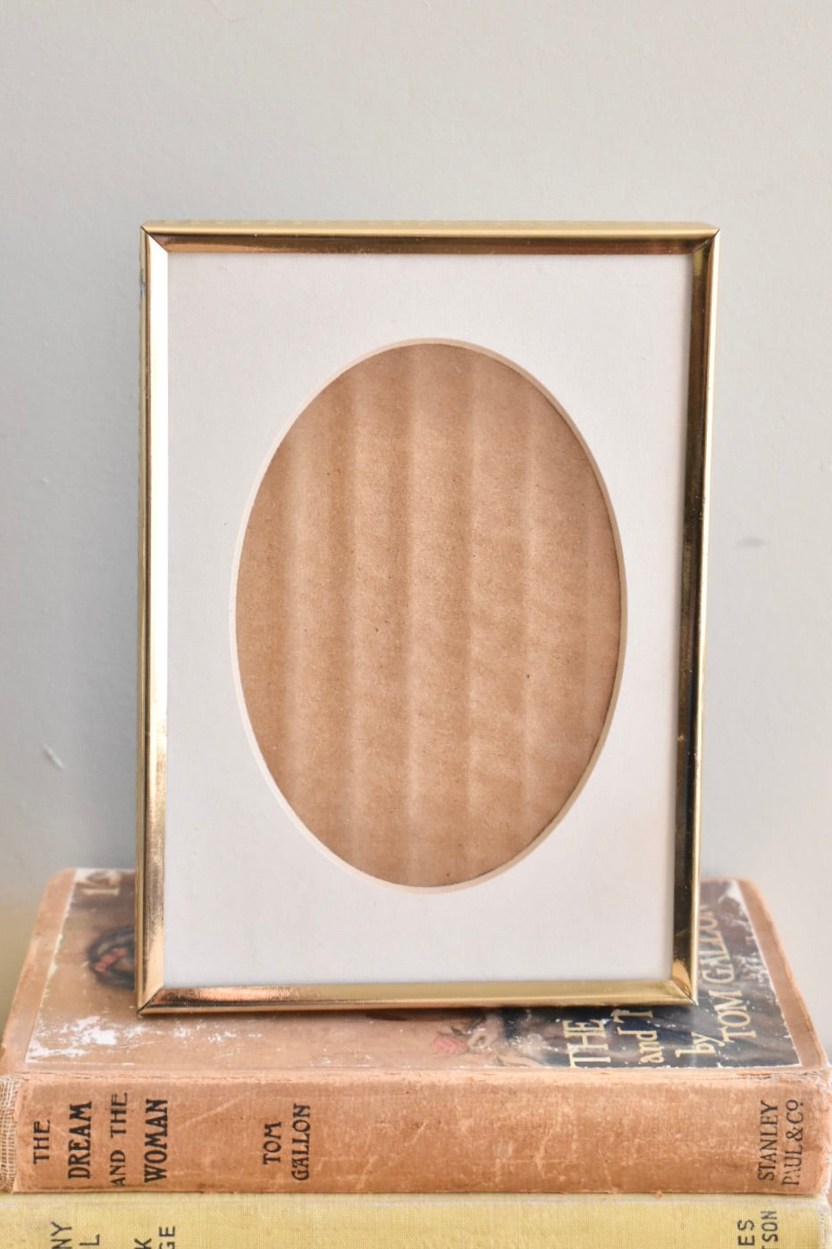 medium oval mat thick brass frame - custom pet portrait