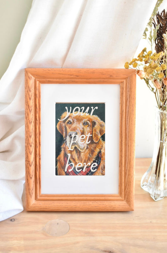 medium wood frame - custom pet portrait