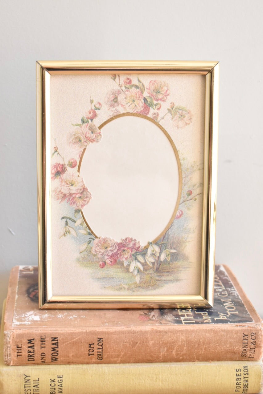 medium floral brass frame - custom pet portrait