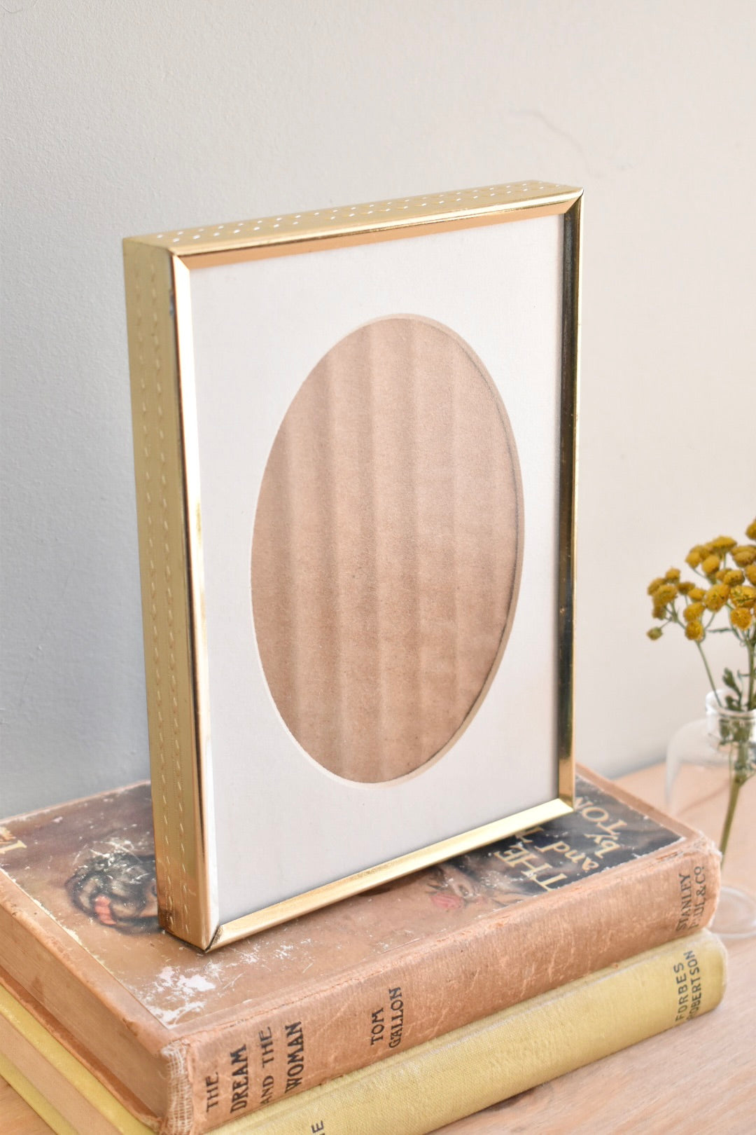 medium oval mat thick brass frame - custom pet portrait