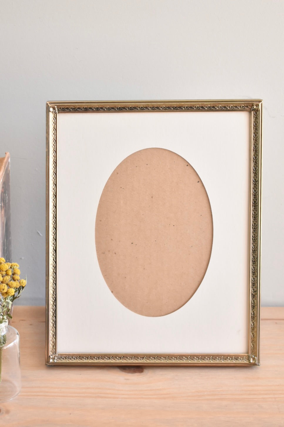 large oval mat brass frame - custom pet portrait