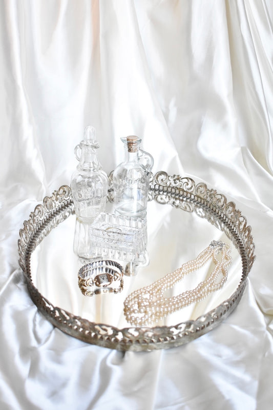ornate mirrored vanity tray