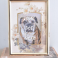 medium floral brass frame - custom pet portrait