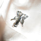 silver butterfly clip with black gems