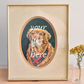 large oval mat brass frame - custom pet portrait