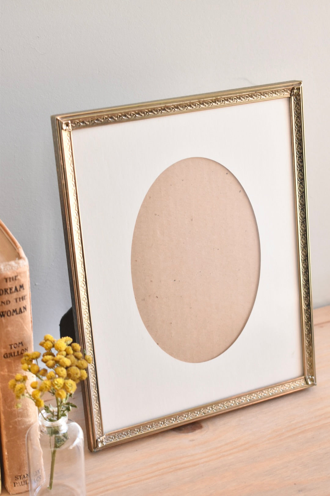 large oval mat brass frame - custom pet portrait