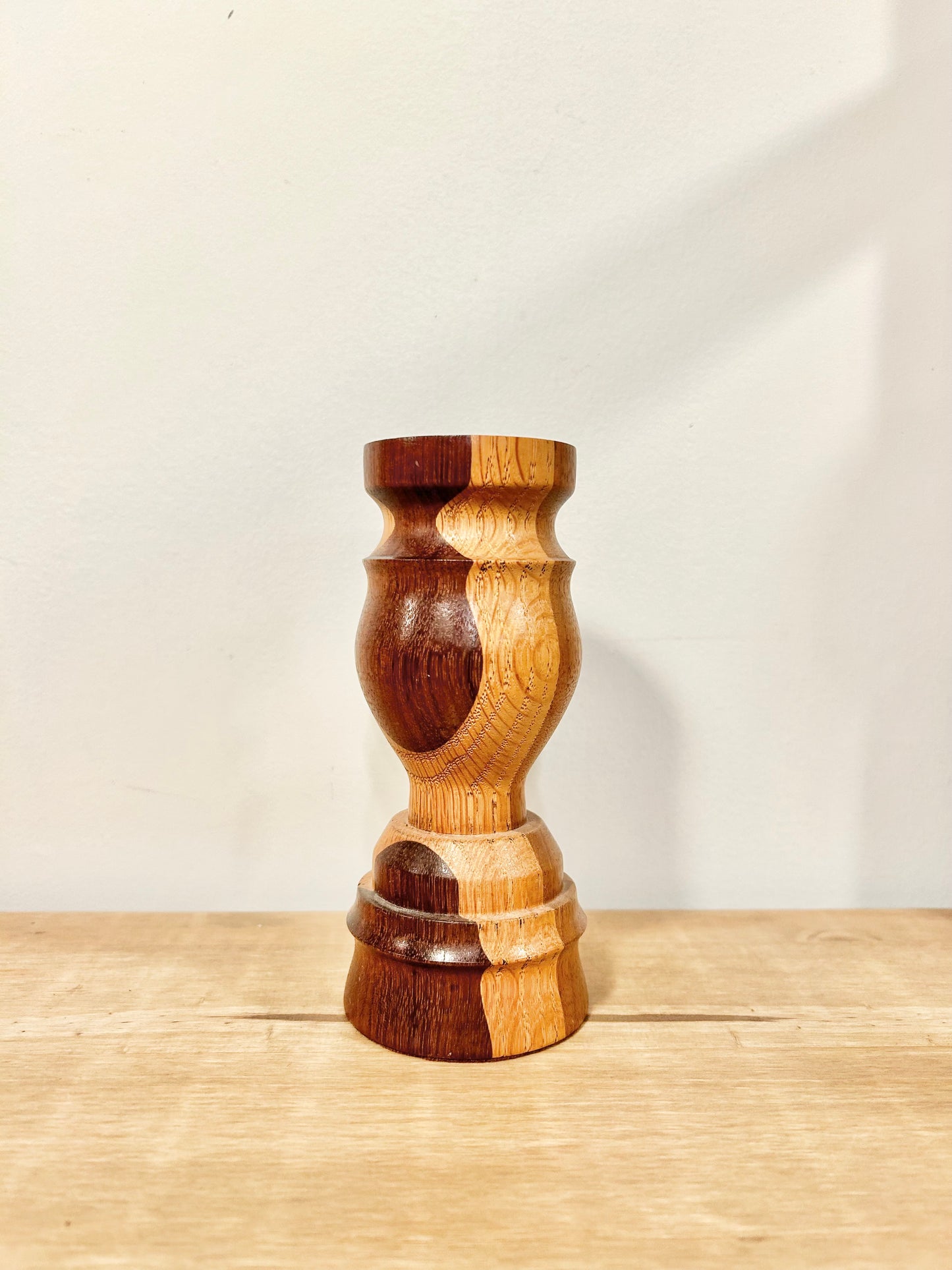 two tone wooden candle holder (single)