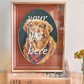 medium-large oval mat shadow box brass frame - custom pet portrait