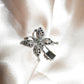 silver butterfly clip with black gems