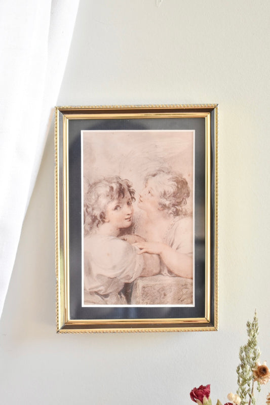 two angels art print in frame