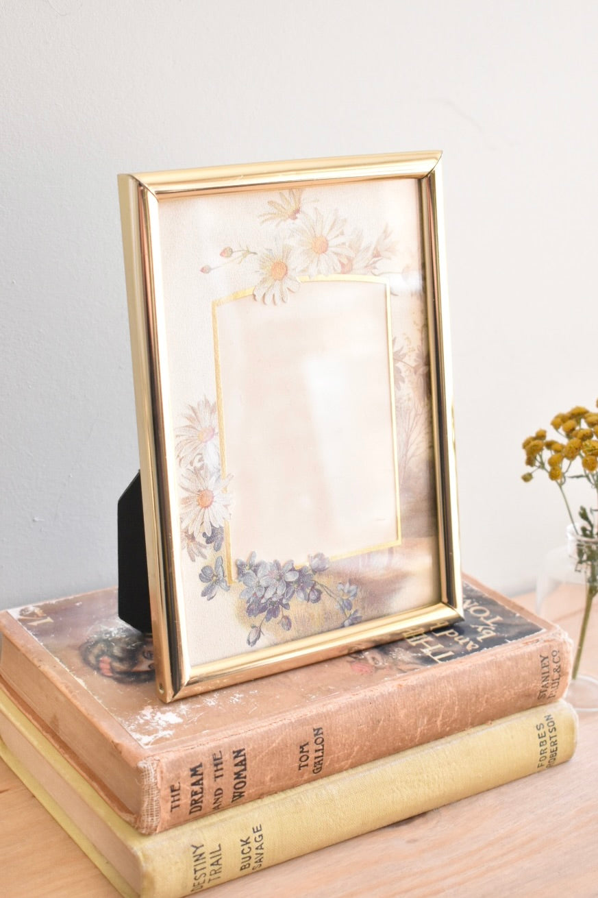 medium floral brass frame - custom pet portrait