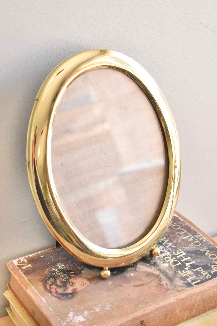 medium-large oval brass frame - custom pet portrait