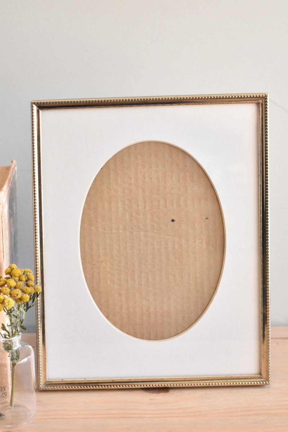 large oval mat brass frame - custom pet portrait