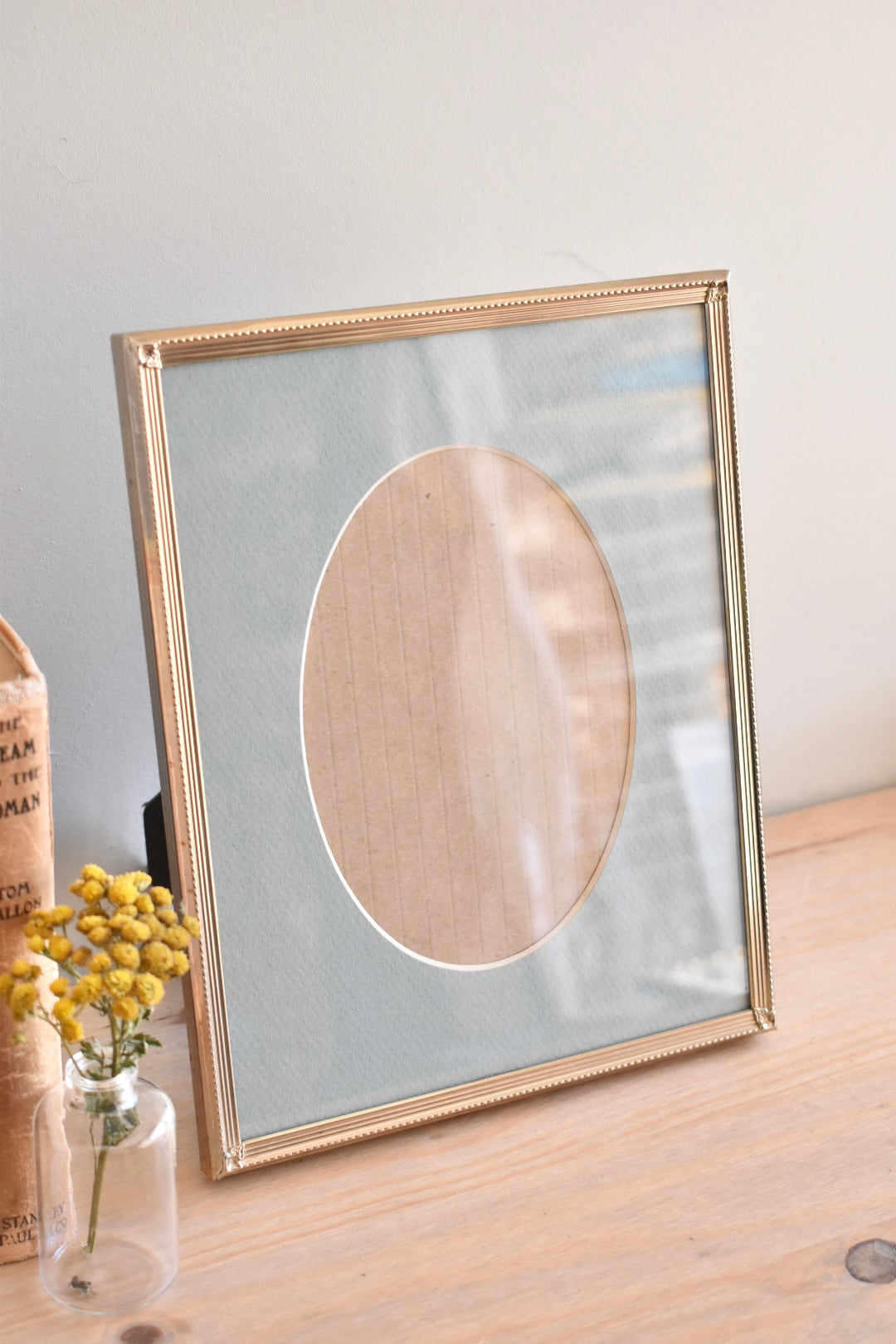 large oval mat brass frame - custom pet portrait