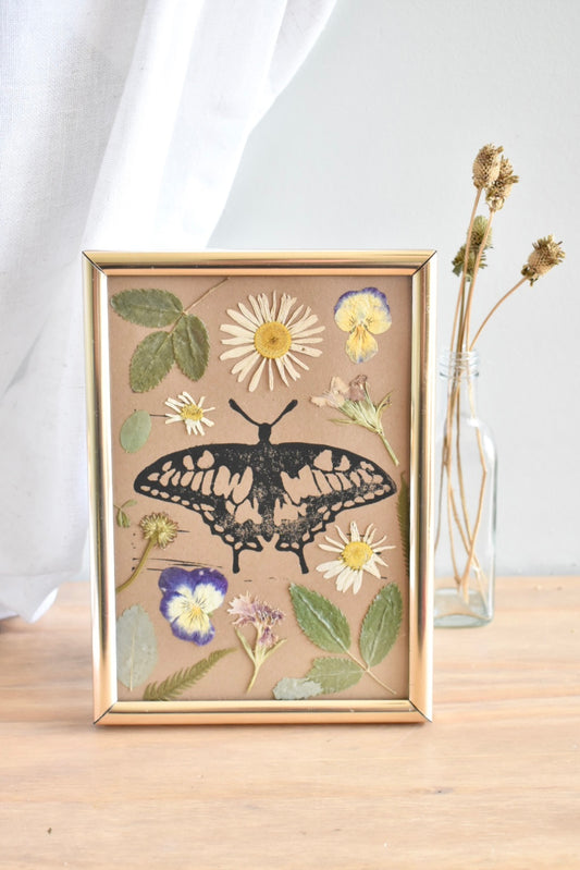 Medium butterfly brass pressed flower frame