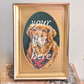 medium oval mat shadow box brass frame - custom pet portrait