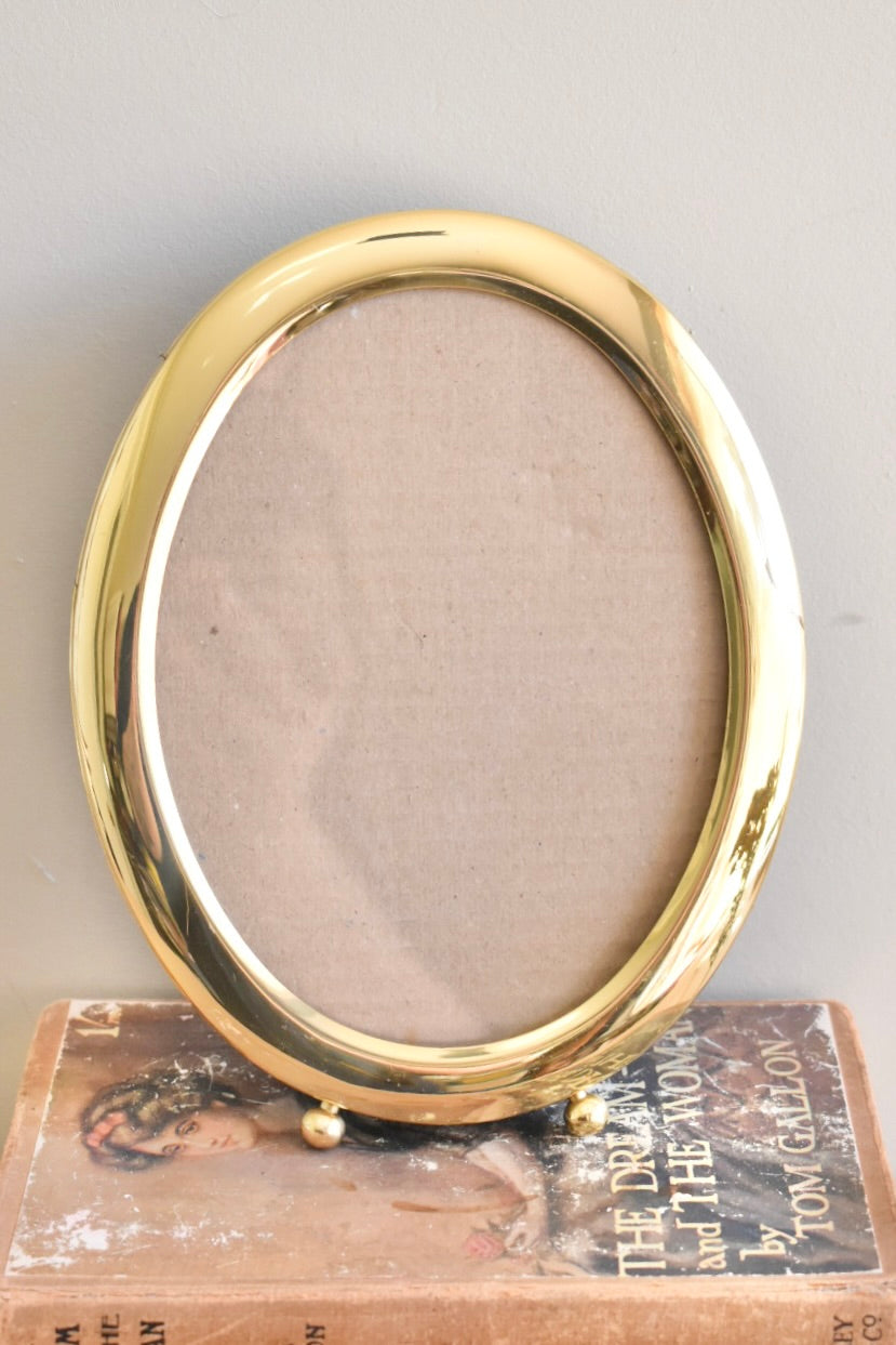 medium-large oval brass frame - custom pet portrait