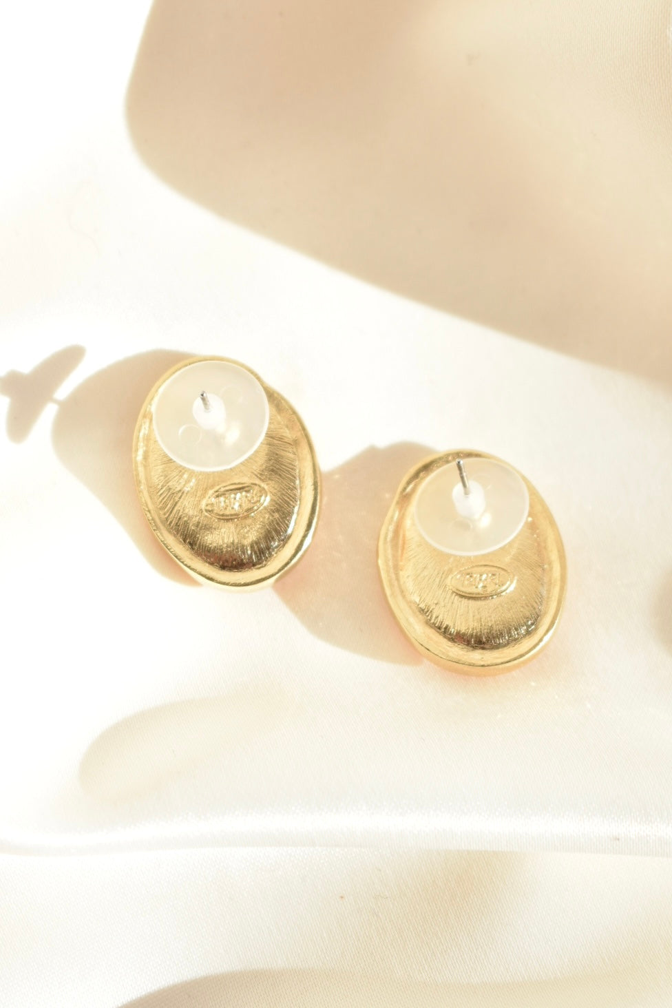 vintage pastel pink & gold earrings