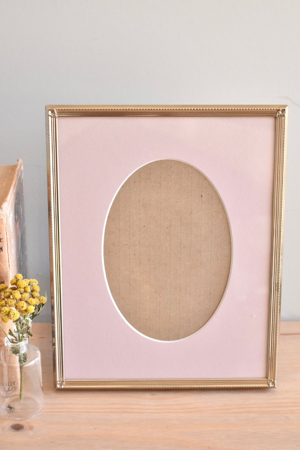 large oval mat brass frame - custom pet portrait