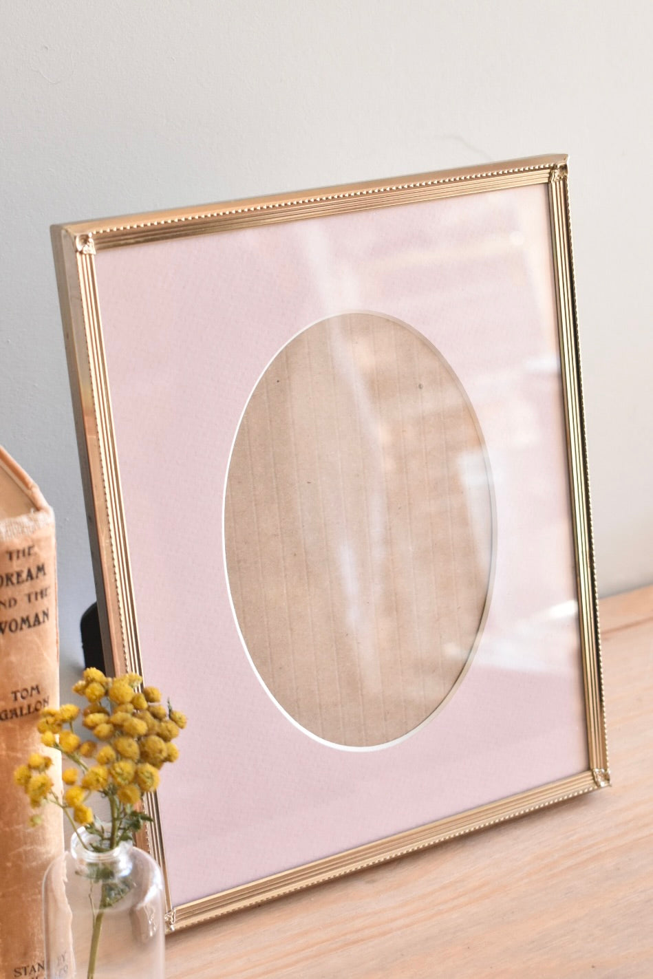 large oval mat brass frame - custom pet portrait