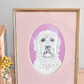 large oval mat brass frame - custom pet portrait