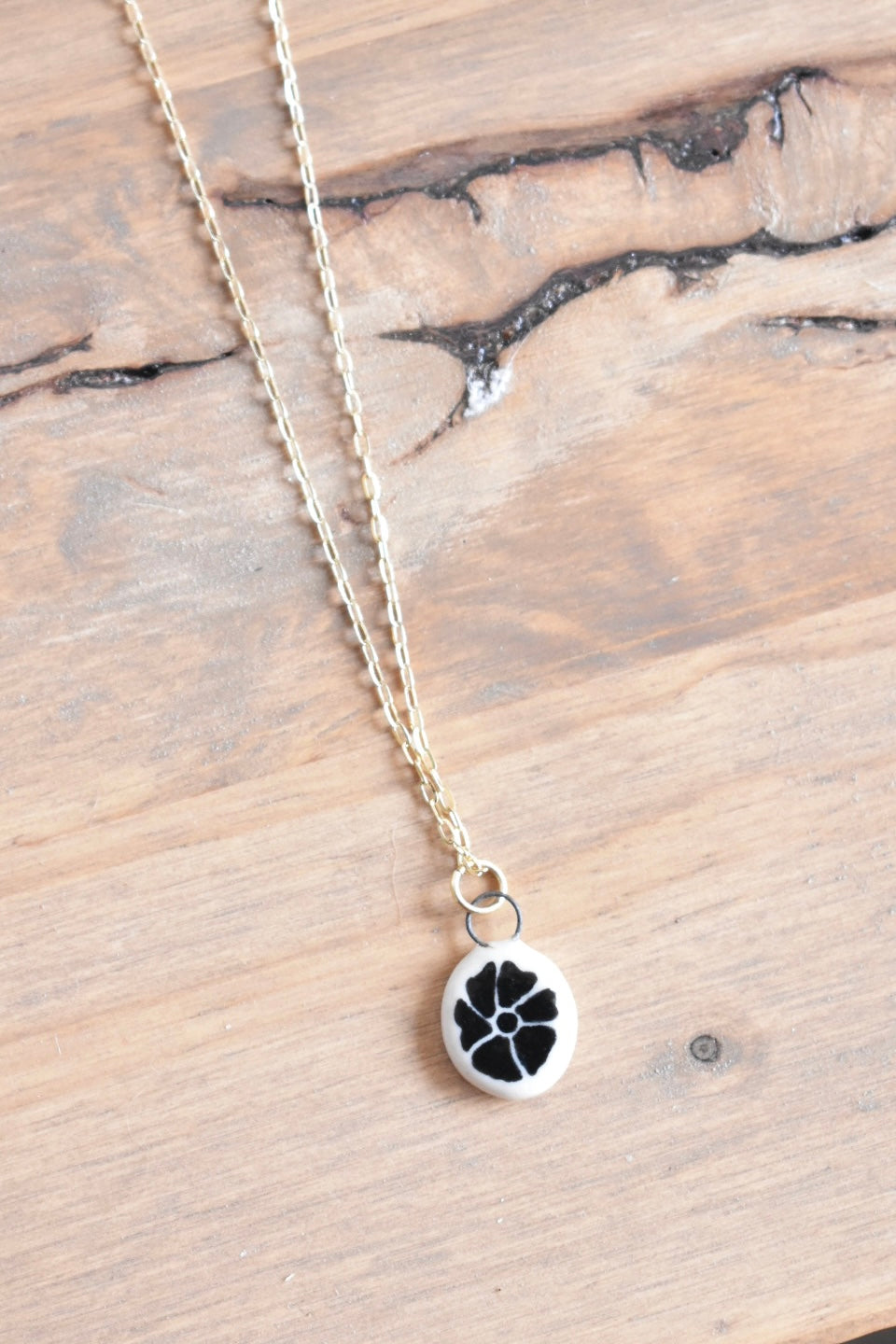 ceramic flower charm necklace