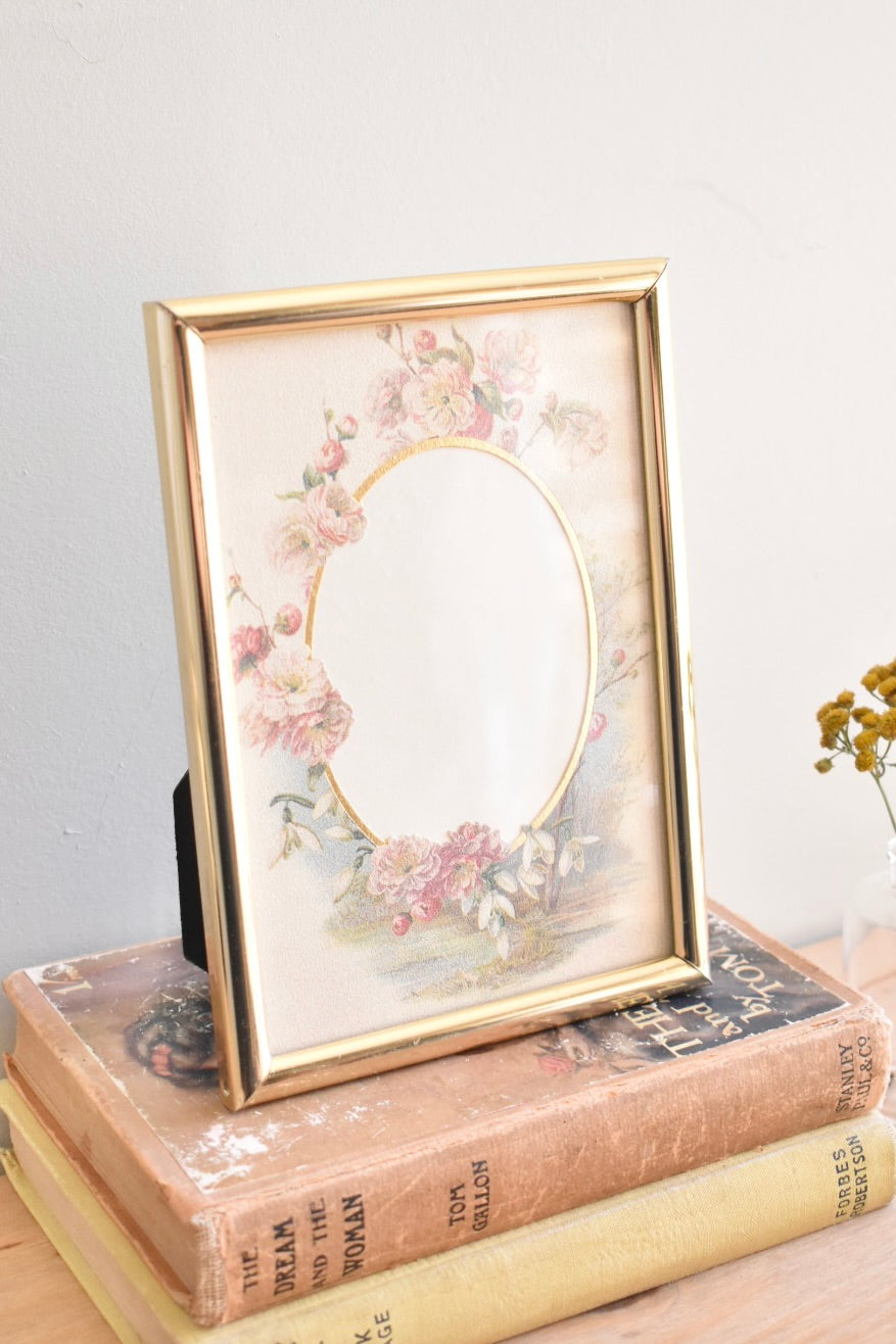 medium floral brass frame - custom pet portrait