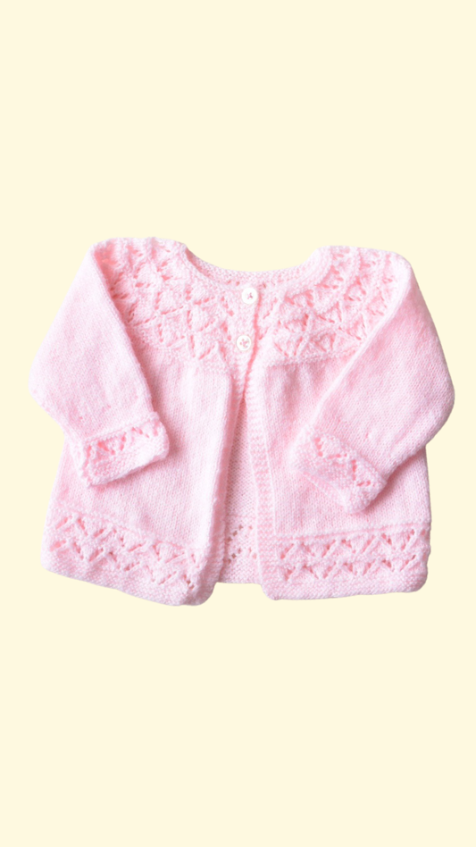 pastel pink knit sweater (0-3 mo)