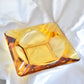 Vintage Yellow Square Glass Ashtray