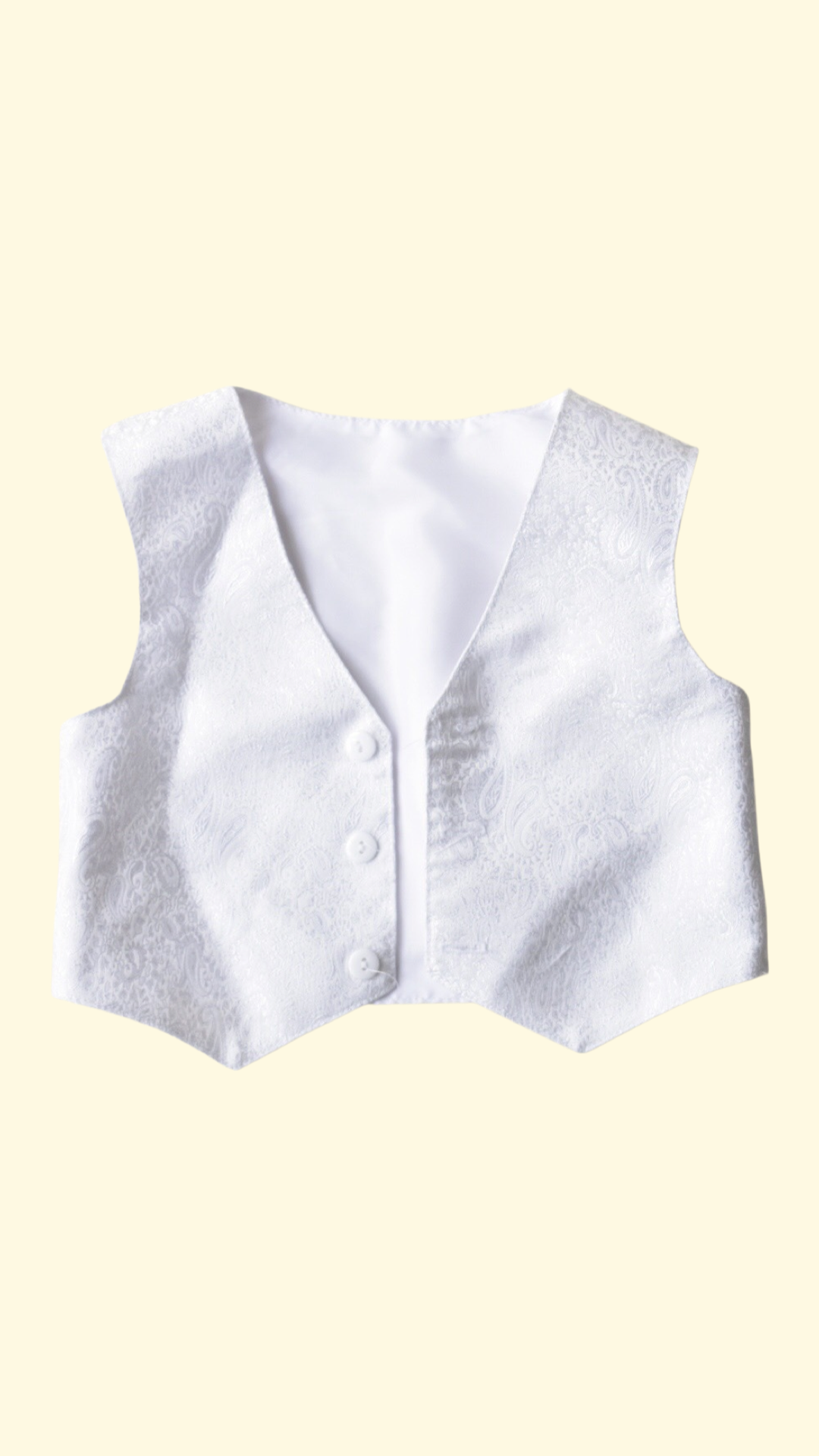 white silk patterned vest (6-8 mo)