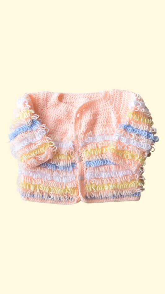pastel peach loop knit sweater (10-12 mo)