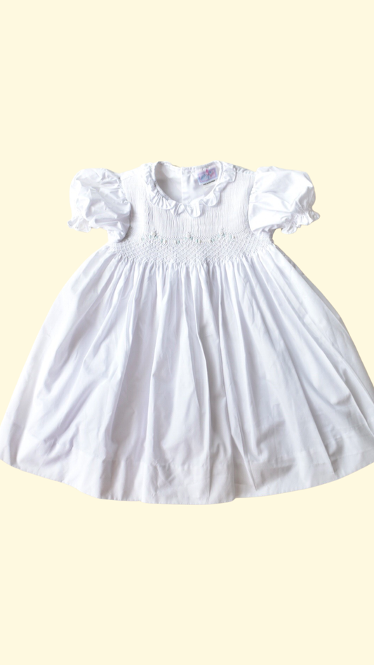 white puff sleeve dress (18 mo)