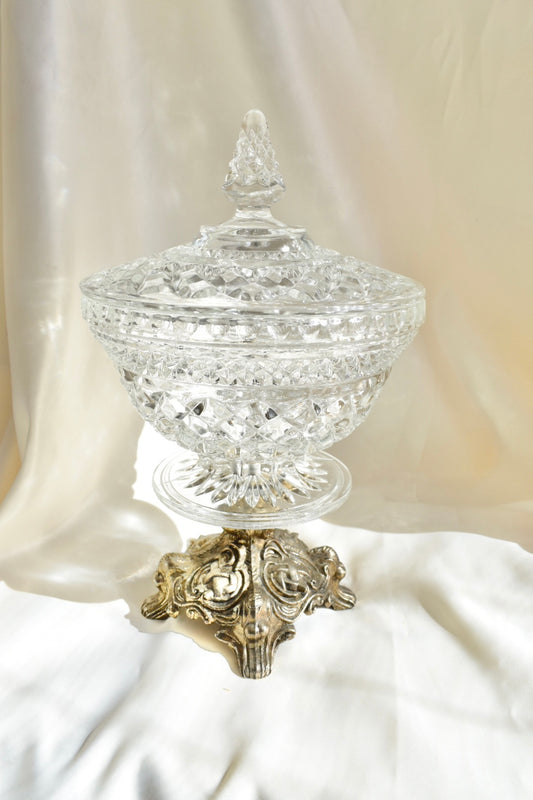 ornate large crystal dish