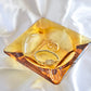 Vintage Yellow Square Glass Ashtray